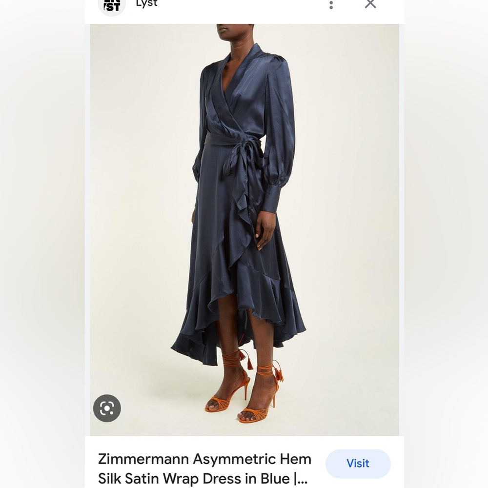 Zimmerman Silk Wrap Midi Dress - Navy